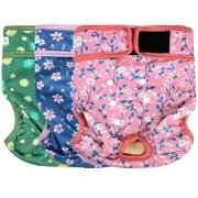 Langsprit Washable Female Dog Diapers  Doggie Reusable Diapers for Doggy Puppy Female in Period  Highly Absorbent Dog Heat Panties Flower1 M