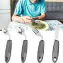 4Pcs Adaptive Utensils 45°Angled Parkinsons Utensils 3.5oz Adaptive Utensils for Elderly Weighted Utensils for Hand Tremors Eating Utensils for Disabled People for Disabled, Parkinson, Left-Handed