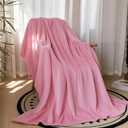 Ultra Soft Fleece Throw Blanket, Silky Flannel Fuzzy Blanket for All Season, Cozy Lightweight Blanket for Couch, Bed, Sofa, 50" x 60", Pink, Throw
