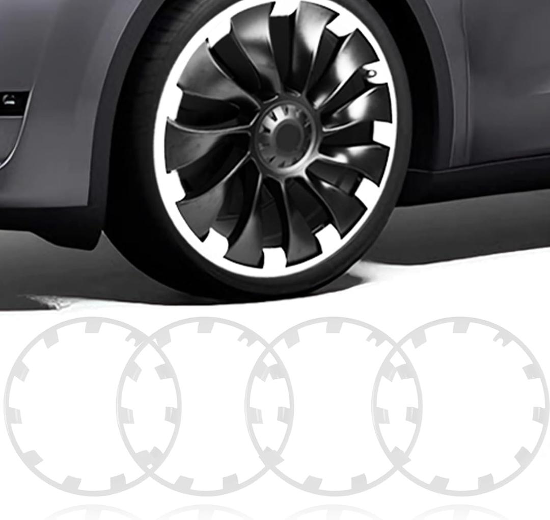 Wheel Rim Protect for Tesla Model Y 21" (2020-2024), Easy-Install Hubcaps Wheel Cover, Scratch-Resistant Car Tire Trim Rings, Stylish Design for Induction Wheels, Peal White 4Pcs Model Y Accessories, 2020-2024 Model Y 21in