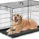 Sweetcrispy Dog Crate, 48 Inch Double Door Folding Metal Wire Dog Cage with Plastic Leak-Proof Pan Tray, Extra Large Pet Kennel for Indoor, Outdoor, Travel
