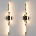 Daunton Hardwired Modern Wall Sconce Set of Two with Remote Control, Dimmable LED Wall Sconces Lighting Set of 2, Large Black Wall Light, LED Wall Lamp for Bedroom Living Room Bathroom 40.5" Length