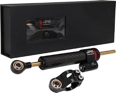 JFG RACING Motorcycle Steering Damper without Mounting Brackets, 10" Universal Steering Stabilizer for Most Motorcycles Street Sport Road Racing Bike-Carbon Fiber