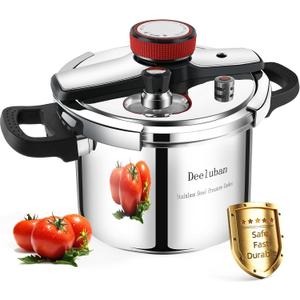 6 Quart Stainless Steel Pressure Cooker, Heavy Duty Stovetop Pressure Cooker, Induction Compatible, Safety Lock, Even Heat Base, Ideal for Family Meals & Daily Cooking