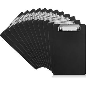 12 Pack Clipboards with Pen Holder 8.5x12.4 Black Clip Board Plastic Standard A4 Letter Size Hanging Clipboards for Classroom, Students, Kid, Woman, Office & School Supply