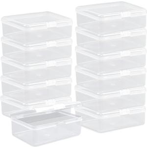 Clear Plastic Beads Storage Containers Empty Mini Storage Containers Box,12 Pack Plastic Storage Container with Lids,Beads Storage Box with Hinged Lid for Beads,Earplugs,Pins (5 x 3.4 x 1.7 inch)