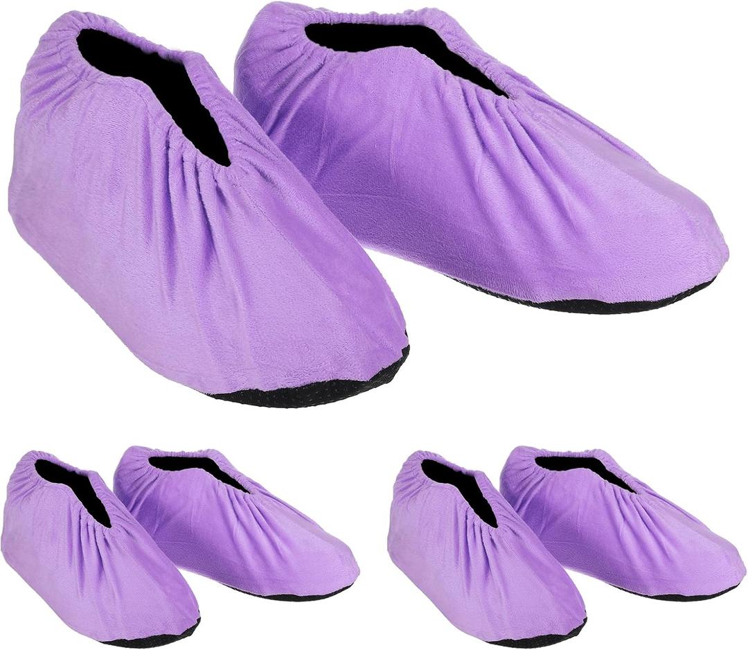PATIKIL Shoe Covers, 3 Pairs Reusable Non Slip Shoe Protector Covers Washable Soft Shoe Cover for Household Office, Purple