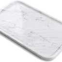 Yew & Tulip 14" x 8.5" Natural Marble Tray for Kitchen, Bathroom, Living Room Serving/Decorative Vanity Tray for Jewelry, Candles, Decor (Carrara White)