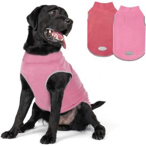 cyeollo 2 Pack Fleece Dog Sweater Vest Dog Sweatshirt Reflective Lightweight Pet Clothes for Large Dogs Girl Pet Apparel Pink, Fuschia, XXXL