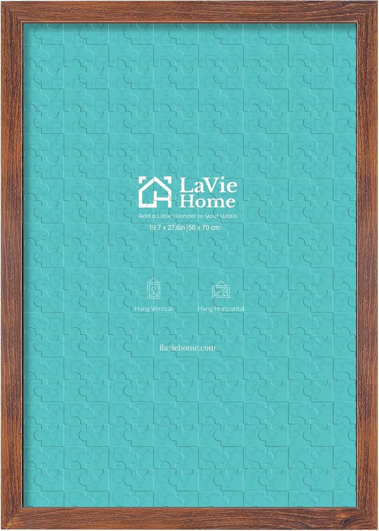 LaVie Home 19.7x27.6 Picture Frame Brown, Puzzles Frame for Wall Decoration, Classic Brown Minimalist Style Suitable for Decorating Houses, Offices, Hotels, Puzzles Posters Photos or Artwork, 1 Pack