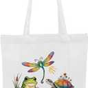 Sarcastic Humor Dragonfly Turtle Frog Funny Gifts for Women Canvas Tote Bag Grocery Bags for Shopping Birthday