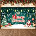 Festive Merry Christmas Banner Colorful Xmas Tree Decoration Santa Claus Snowflake Banner for Home Party Holiday Celebration