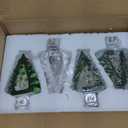 Christmas Ceramic Tree Night Light 4 Pack - 6" H Tabletop Holiday Nostalgic Decorative Lights with ON/Off Switch, Vintage Night Light for Gift Bedroom Bathroom Living Room Porch Holiday Decor (Green & Snowy Green & White)