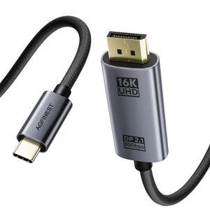 USB C to DisplayPort 2.1 Cable 6.6FT, Bidirectional 80Gbps UHBR20, 16K@60Hz 8K@120Hz 4K@240, VRR HDR Thunderbolt 5/4 Compatible, DP Video Cord for MacBook Pro, Mac Mini, XPS, RTX 5090, Gaming Monitor