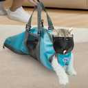 Cinf Cat Nail Clipping Cleaning Grooming Restraint Bag Free Muzzle No Scratching Biting for Bathing Nail Trimming Injecting Examining (Blue,M) Adult Cats (812 lbs)