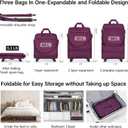 Hanke Suitcases with Wheels Expandable Foldable Luggage Bag Suitcase Collapsible Rolling Travel Bag Duffel Bag for Men Women Lightweight Suitcases without Telescoping Handle, Purple