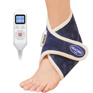 JOBYNA Heated Ankle Wraps for Planters Fasciitis/Achilles Tendinitis Pain Relief, 1 Pack Electric Ankle Heating Pad for Sprained Ankle, Arthritis Foot Heel Pain Relief, 86-158 & Auto Shut-Off