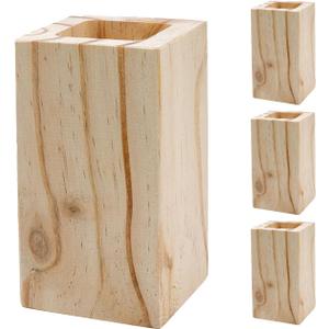 4Pcs Cuboid Wood Bed Risers Furniture Risers Wooden Solid Original Color for DIY Painting Sofa Couch Chair Table Increase Legs Square Port 1.77",Increase Height 3.94" Inches