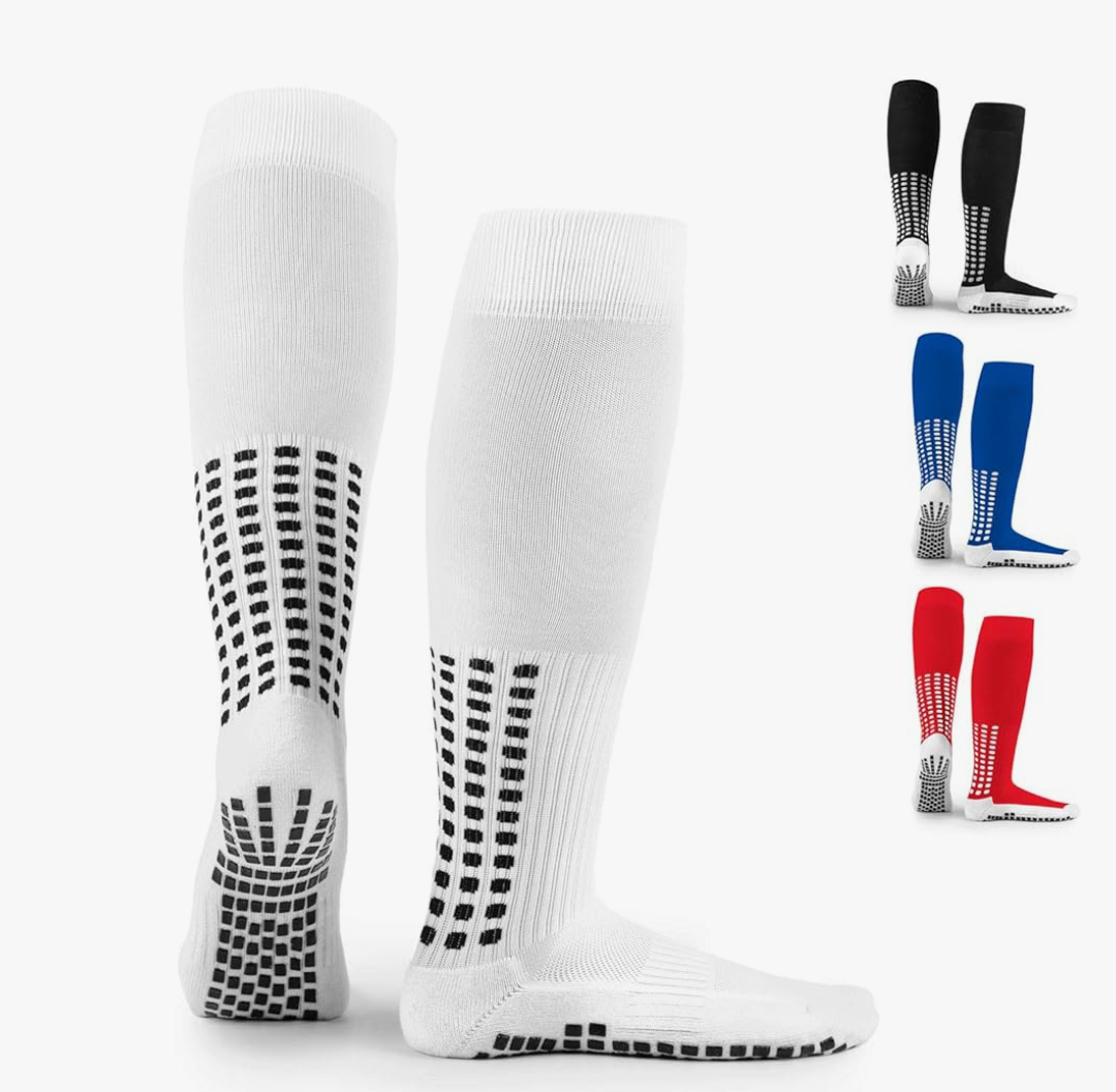 LUX Anti Slip Soccer Knee Socks,Non Slip Football/Basketball/Hockey Sports Grip Socks