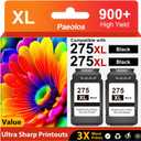 PG-275XL Black Ink Cartridges 2-Pack Replacement for Canon 275XL High Yield PG275 275XL 275 XL Compatible with Pixma TS3522 TS3520 TS3720 TS3722 TR4720 TR4722 TR4700 TR4723 TS3500 Printers (2 Black)