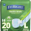 MEDLINE FitRight Plus Briefs (Pack of 20), Adult Diapers, Large, 20 Count, 4 packs