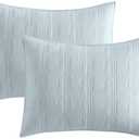 HORIMOTE HOME 100% Cotton Quilted Pillow Shams King Size, Aqua Blue Pre-Washed 2 Pack 20" x 36" Cozy Pillowcases, Breathable Stitching Pillow Cases Cover Decorative for Bed in Geometric Pattern