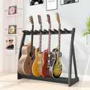 Bamboo Guitar Rack for Multiple Guitars, Adjustable Guitar Stand(Black)