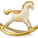 Inflatable Standing Rocking Horse Balloon PartyDeco 41.5x34 Inch, Large Horse-Shaped Air Balloons, Gold and White Foil Baby Shower Cowboy Decoration Gender Neutral Nursery or Party Decor