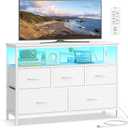 SONGMICS BELLAH Collection - Dresser for Bedroom with App-Controlled LED Lights and Charging Station, Chest of Drawers, TV Stand, 5 Drawers, Shelf, Modern, Cloud White ULGS723WH05S (11.8"D x 38.9"W x 26.8"H (5 Drawers))