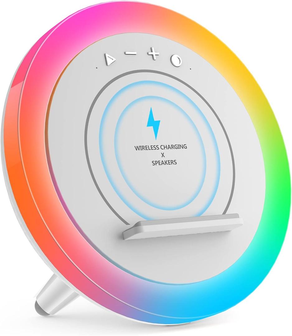 Color Changing Bluetooth Speaker Night Light with Wireless Charging - Gifts for Teens