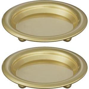 Gold Candle Holders for Pillar Candles, 2PCS Metal Candle Plate Stand for Scented & LED Candles - Versatile Pillar Candle Holder Decor for Living Rooms, Dining Tables, Weddings