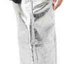 Women's Sexy Summer Sparkly High Waist Slit Hem Bodycon Club Mermaid Maxi Skirt (Silver, S)