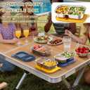 Cmonie 2-Compartment 14.5oz Stainless Steel Snack Containers, Reusable Snack Containers with Silicone Lids Food Storage Bento Box for Snacks, Fruits (2Pack-Yellow&Blue)