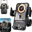 Car Phone Holder with 15W Wireless Car Charger, Car Vent Mount with Induction Opening and Closing, Air Vent Phone Stand with Horizontal and Vertical Screen Rotation Adjustment for iPhone - Black