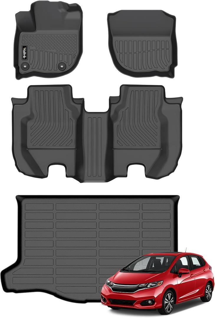 Wailtnb-for Honda Fit 2014-2020 Floor Mat Cargo Liner All Weather Floor Liner Car Mat for Honda Fit Custom Fit Automotive Full Set Accessories