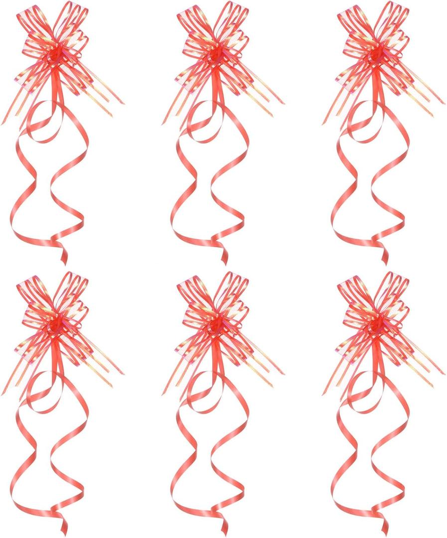PATIKIL 2.4-inch Chiffon Pull Bows, 40 Pack Present Wrapping String Ribbon Decorative Bow Tie for Wedding Party Birthday, Red