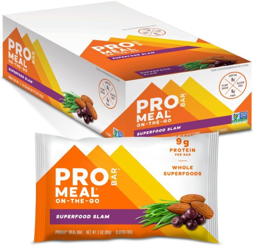 PROBAR - MEAL Bar, Superfood Slam, Non-GMO, Gluten-Free, Healthy, Plant-Based, Whole-Food Ingredients, Natural Energy (12 Count) (EXP 06/04/27)