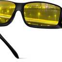 Night Driving Glasses for Men Women Fit Over Sunglasses Anti Glare Polarized HD Night Vision Glasses (02 Glossy Black Frame/ Yellow Night Vision Lens)