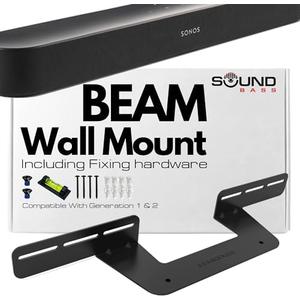 Amazon.com: Sound Bass Soundbar Mount for Sonos Beam Compatible with Generation 1 & 2 Sonos Beam Sound Bar Includes All Necessary Mounting Hardware, Mounts Bracket, Black : Electronics