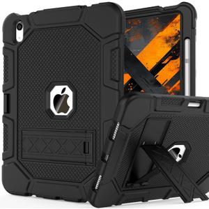 Rantice Case for iPad 11 inch (A16) 11th Generation 2025 / iPad 10th Generation 10.9 inch, Heavy Duty Shockproof Rugged Protective ipad Case with Kickstand & Pencil Holder, Black