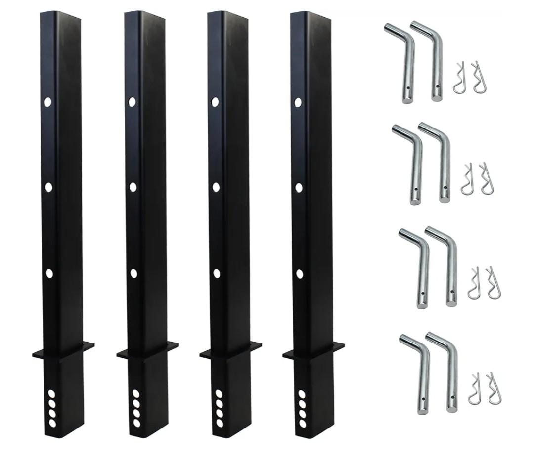 Heavy Duty 4 Pack 30" Adjustable C Channel Pipe Stakes for Flatbed Trailer Hauler,Gooseneck Trailer Accessories, Trailer Stake Side Rail