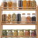 FoverOne 3 Tier Bamboo Spice Rack, Seasoning Jars Rack Shelf Spice Organizer for Kitchen Counter or Wall Mounting