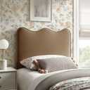 Modway Athena Twin Size Performance Velvet Adjustable Headboard in Taupe - with Scalloped Wave Design and Stain-Resistant Velvet Upholstery