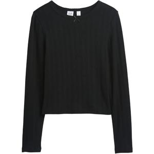 GAP Girls Long Sleeve Ribbed Tee True Black V2 1 Small B