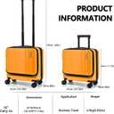 TydeCkare 16" Carry on Luggage with 2 Laptop Compartments, Lightweight Hardshell ABS+PC Suitcase with Dual Control TSA Lock, with YKK Zipper, 4 Spinner Silent Wheels, for Business Travel, Orange