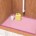 Waterproof Silicone Under Sink Mat 34'' x 22'' Shelf Liner for Kitchen and Bathroom, Cabinet and Counter Protector, Storage and Organizers, Litter Mat, Pet Cat Puppy Essentials (Pink)