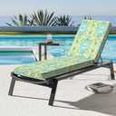 Outdoor Chaise Lounge Cushion for Patio Furniture 72 x 21 x 3 Inch, Water Resistant Patio Lounge Chair Cushion with Straps for Lawn Pool Furniture,Damask Green