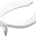 Commercial Heavy Duty Open Front Toilet Seat Without Cover Will Never Loosen and Reduce Call-Backs,Public Toilet Lid Elongated Safe, for Office,Church,Hospital(White 18.5")