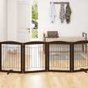 PAWLAND 96-inch Extra Wide Dog gate for The House, Doorway, Stairs, Freestanding Foldable Wire Pet Gate, Set of Support Feet Included (Espresso, 30" Height-4 Panels)