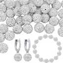 PH PandaHall 50pcs 14mm White Rhinestone Beads White Clay Beads Polymer Crystal Beads2mm Hole Clay Pave Disco Ball Round Diamond Sparkle Bead for Necklace Bracelet Jewelry Making Party Decoration